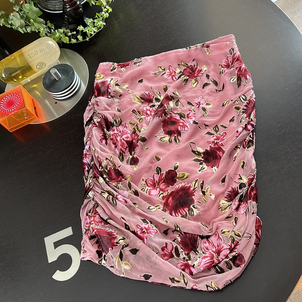 LPA Revolve Roses Ruched Skirt - Picture 3 of 6
